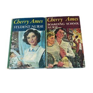 2 Vintage 1940s Books Cherry Ames Boarding School Nurse, Gift Primitive